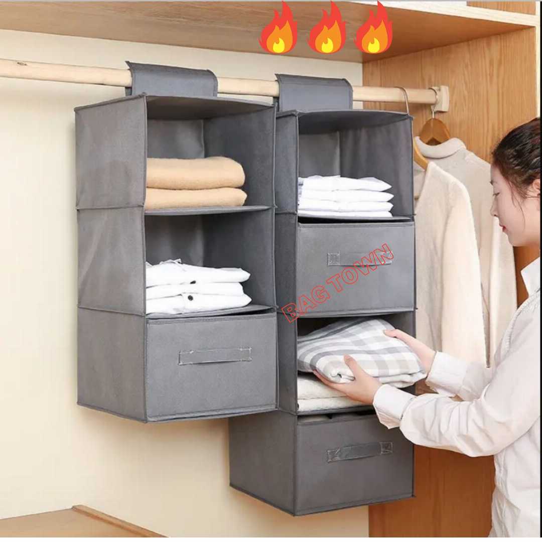 Foldable,Hanging,Cloth,Storage,Organizer,,3/4,Layer,Hanging,Cloth,Organizer,With,Drawers