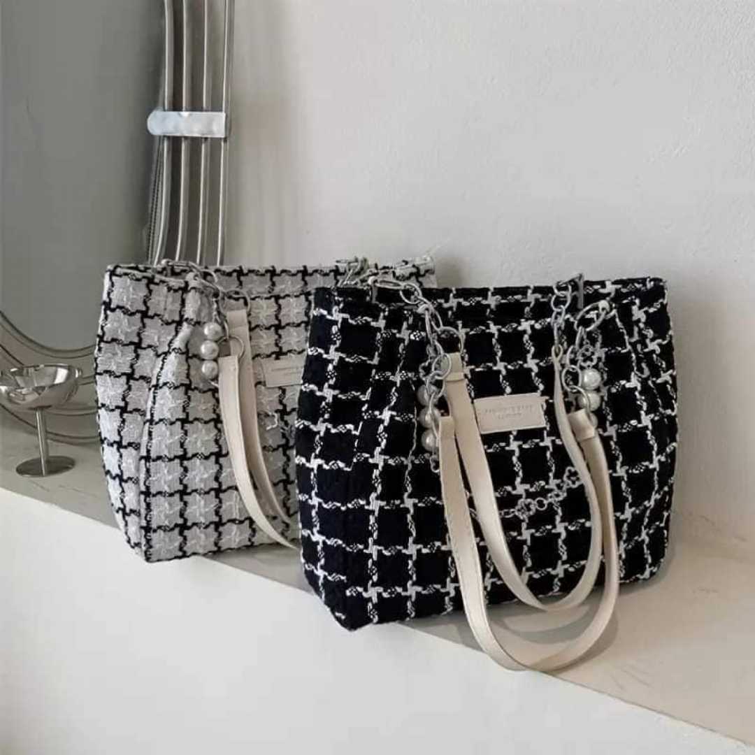 Korean,Casual,Box,Shaped,Messenger,Bag,Women,Leisure,Shoulder,Bag,Simple,Plaid,Handbag,Chain,Large,Capacity,Ladies,Handbags